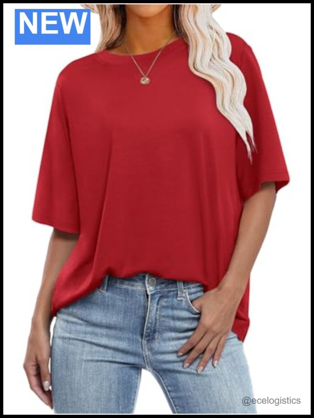 Oversized Short Sleeve Crew Neck T-Shirt, Loose Fit, Summer Basic Tee